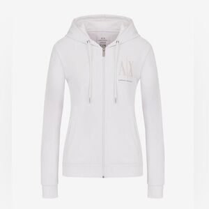 A/X Armani Exchange Women's Classic White Zip-Up Hoodie